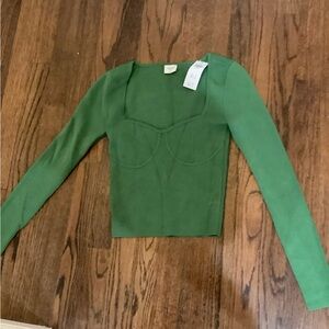 Abercrombie & Fitch Green Long Sleeve Blouse